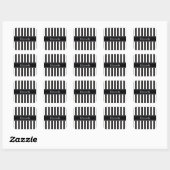 Zwart wit Stripe Zwarte Naam Monogram Vierkante Sticker (Vel)