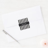 Zwart wit Stripe Zwarte Naam Monogram Vierkante Sticker (Envelop)