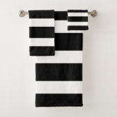 Zwart-wit Striped Bad Handdoek (Insitu)