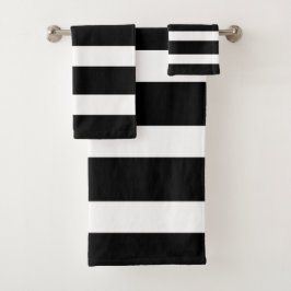 Zwart-wit Striped Bad Handdoek