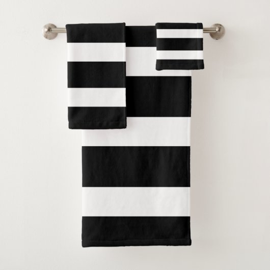 Zwart-wit Striped Bad Handdoek (Insitu)