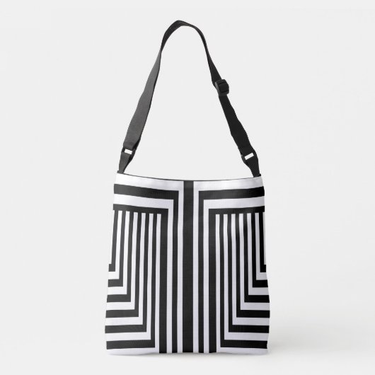 Zwart-wit Striped Crossbody Tas (Achterkant)