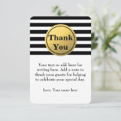 Zwart-wit Striped Gold Foil Hartelijk dank! Kaart (Staand voorkant)