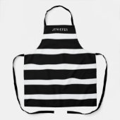 Zwart-wit Striped Patroon Aangepaste naam Apron Schort (Voorkant)