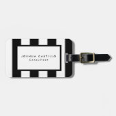 Zwart wit Striped Professional Bagagelabel (Voorkant horizontaal)