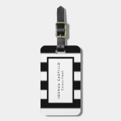 Zwart wit Striped Professional Bagagelabel (Voorkant verticaal)