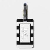 Zwart wit Striped Professional Bagagelabel (Achterkant verticaal)