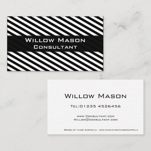Zwart-wit Striped Professional Visitekaartje (Voorkant / Achterkant)