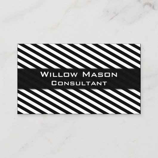 Zwart-wit Striped Professional Visitekaartje (Voorkant)