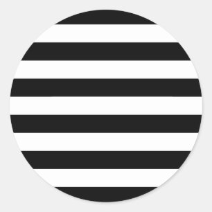 Zwart-wit Striped Ronde Sticker