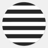 Zwart-wit Striped Ronde Sticker (Voorkant)