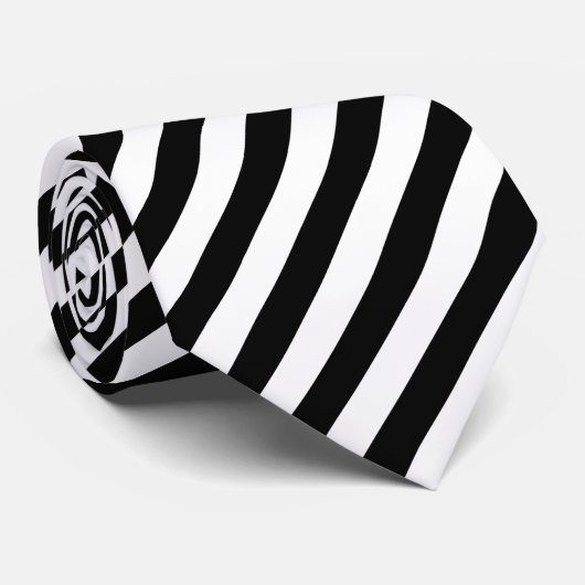 Zwart-wit Striped Stropdas (Opgerold)
