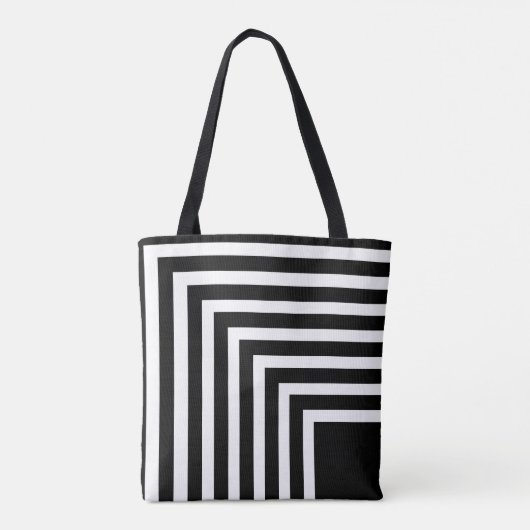 Zwart-wit Striped Tote Bag (Achterkant)