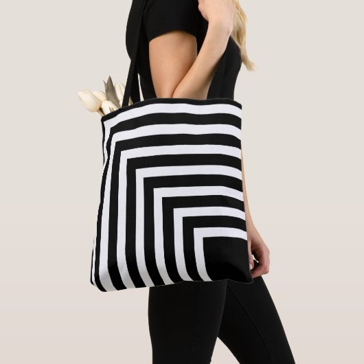 Zwart-wit Striped Tote Bag (Dichtbij)