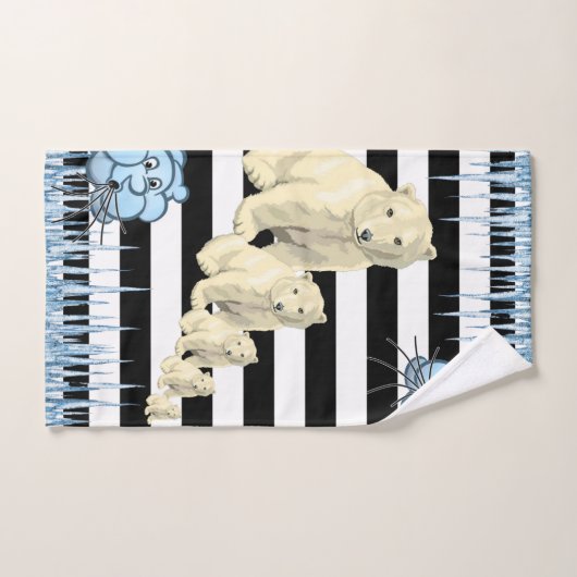 Zwart-wit StripePolar-Beer Bathroom-handdoeksets Bad Handdoek (Handdoek)