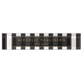 Zwart-wit Stripes Desk Naamplaat Naambordje (Voorkant)