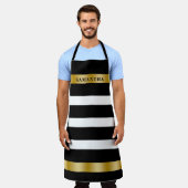 Zwart-wit Stripes Gold Accident Schort (Gedragen)