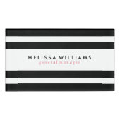 Zwart-wit Stripes Modern design Naambadge (Voorkant)