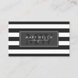 Zwart wit Stripes Monogram (afsprakenkaart) Afsprakenkaartje