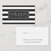 Zwart wit Stripes Monogram (afsprakenkaart) Afsprakenkaartje (Voorkant / Achterkant)