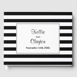 Zwart/wit Stripes omhuld gastboek Gastenboek