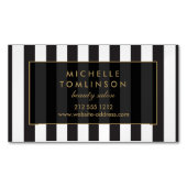 Zwart-wit Stripes Salon III Magnetisch Magnetisch Visitekaartje (Voorkant)