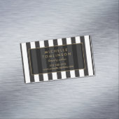 Zwart-wit Stripes Salon III Magnetisch Magnetisch Visitekaartje (Voorbeeld)