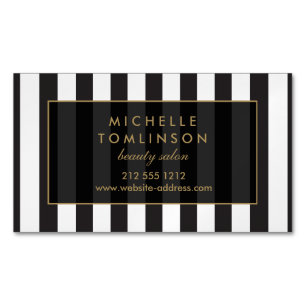 Zwart-wit Stripes Salon III Magnetisch Visitekaartje