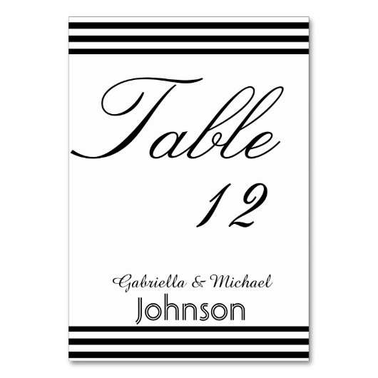 Zwart-wit Stripes Tafelnummer (Voorkant)