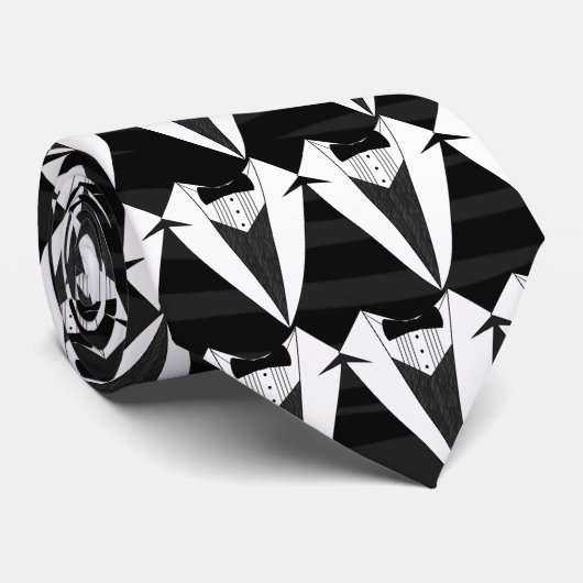 Zwart/wit Stropdas (Opgerold)