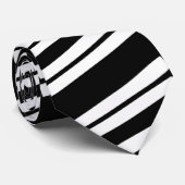 Zwart-wit Stropdas - diagonale strepen (Opgerold)