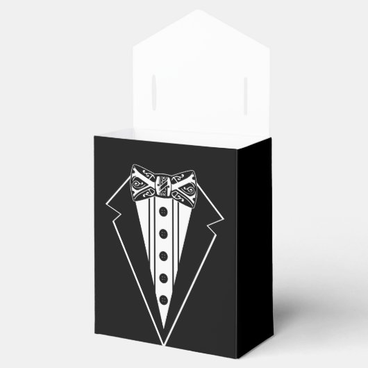 Zwart-wit Stropdas met buis Bedankdoosjes (Geopend)