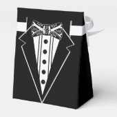 Zwart-wit Stropdas met buis Bedankdoosjes (Achterkant)