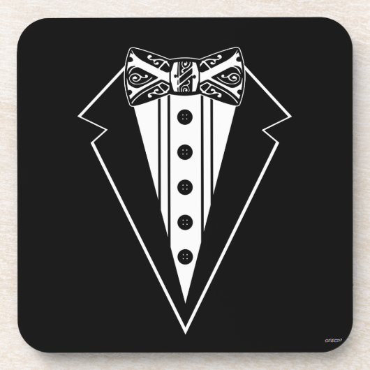 Zwart-wit Stropdas met buis Drankjes Onderzetter (Voorkant)