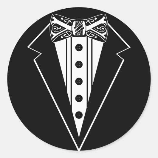 Zwart-wit Stropdas met buis Ronde Sticker (Voorkant)