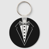 Zwart-wit Stropdas met buis Sleutelhanger (Voorkant)