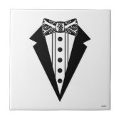 Zwart-wit Stropdas met buis Tegeltje (Voorkant)