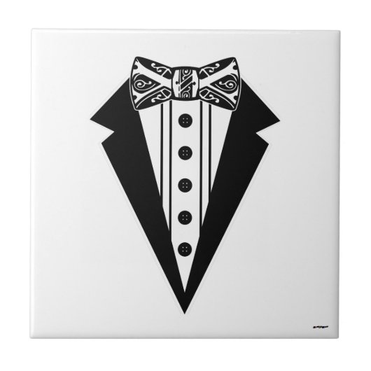 Zwart-wit Stropdas met buis Tegeltje (Voorkant)