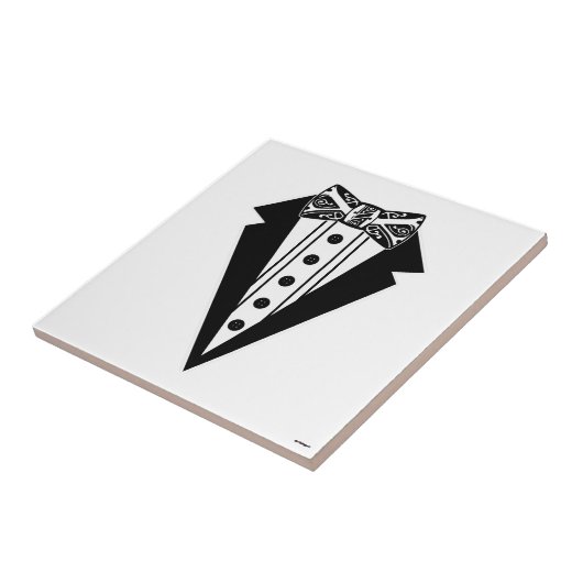 Zwart-wit Stropdas met buis Tegeltje (Zijkant)