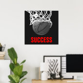 Zwart Wit Succes Basketbal Poster (Thuiskantoor)