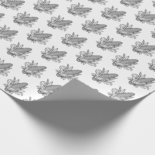 Zwart-wit suikermaiskolf icoon cadeaupapier (Hoek)