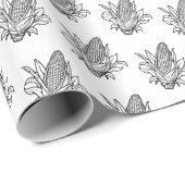 Zwart-wit suikermaiskolf icoon cadeaupapier (Rol Hoek)