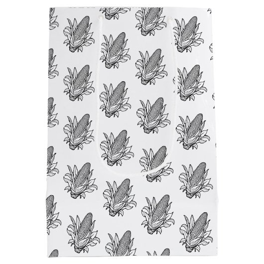 Zwart-wit suikermaiskolf icoon medium cadeauzakje (Achterkant)