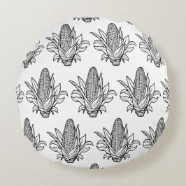 Zwart-wit suikermaiskolf icoon rond kussen