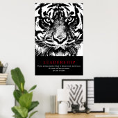 Zwart Wit Sumatraanse Tijger Motivatie Leiderschap Poster (Thuiskantoor)