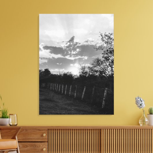 Zwart & Wit Sunset Foto Print Canvas Muurdecoratie (Insitu (Woonkamer))
