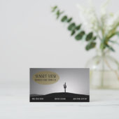 Zwart wit Sunset Landscape Visitekaartje (Staand voorkant)