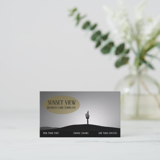 Zwart wit Sunset Landscape Visitekaartje (Staand voorkant)