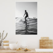 zwart-wit Surf Foto Poster (Keuken)