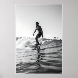  zwart-wit Surf Foto Poster